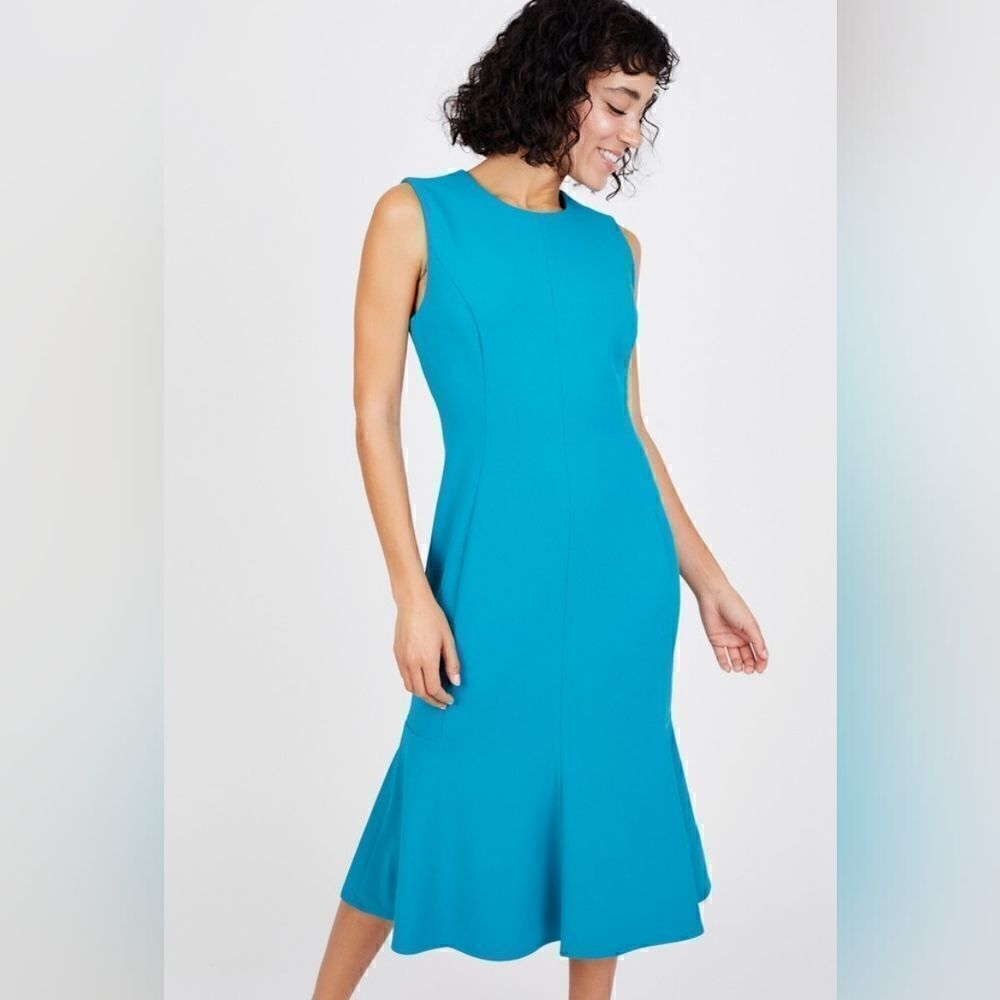 Calvin Klein Flounce Hem Dress Sleeveless Size 10 Blue - Picture 5 of 7